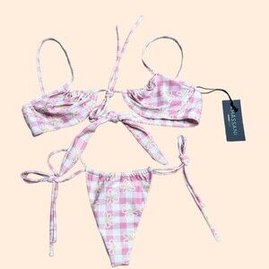 Khassani Pink Gingham Bikini